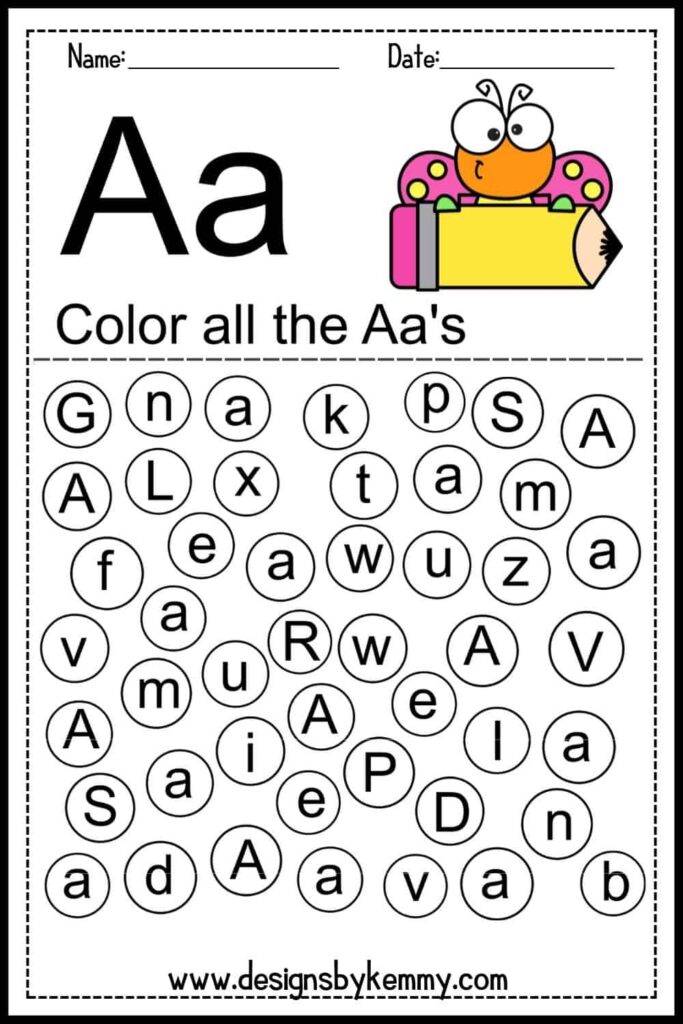 Find the letter a worksheet