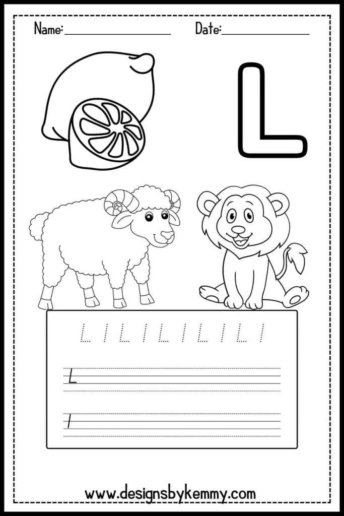 Tracing alphabet letter l