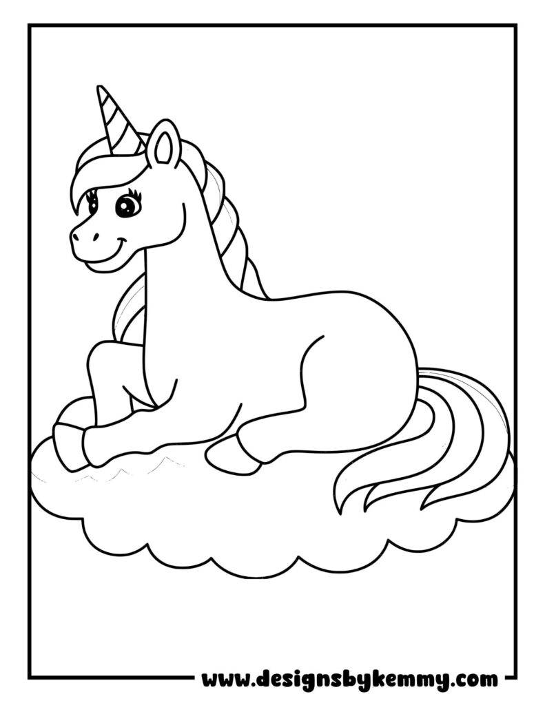 Unicorn Sitting On A cloud