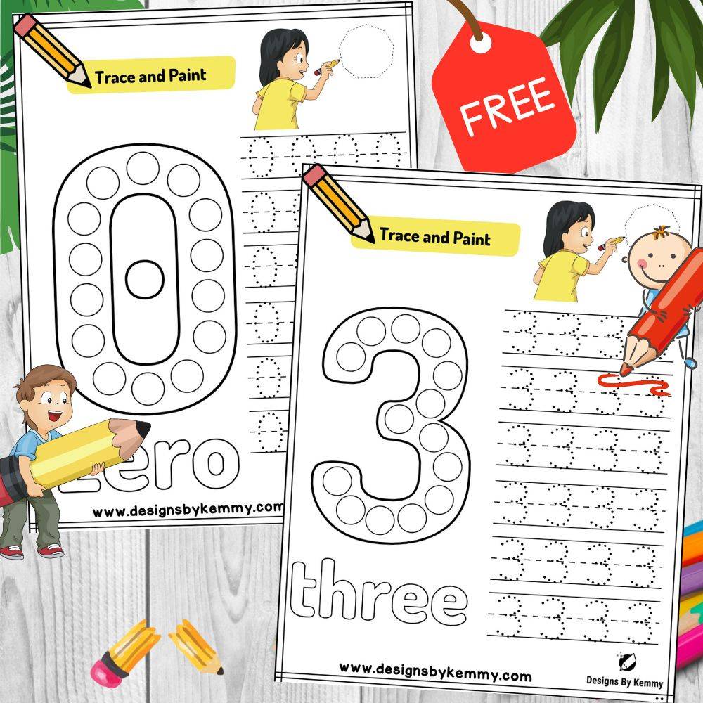 Number Trace And Paint Worksheet