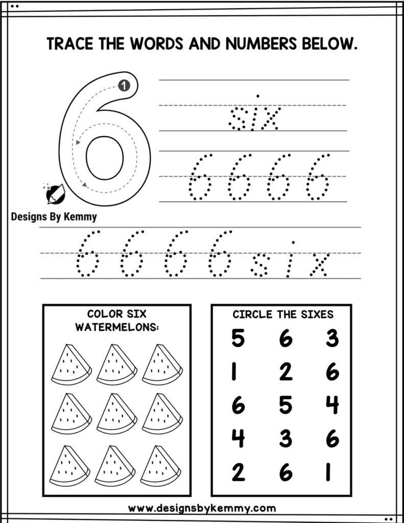 Trace-Number-6-Worksheet