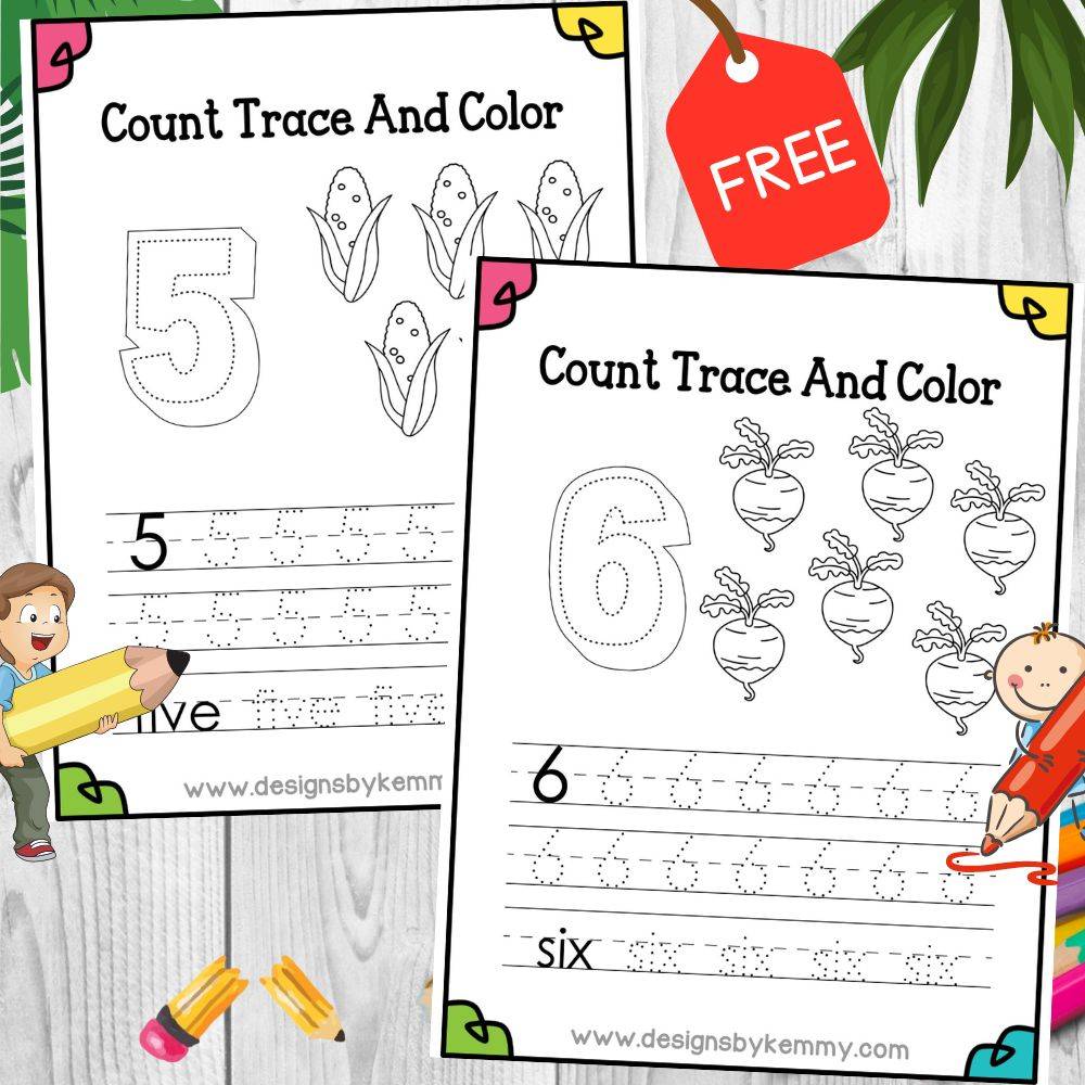 Vegetable Number Tracing Worksheet