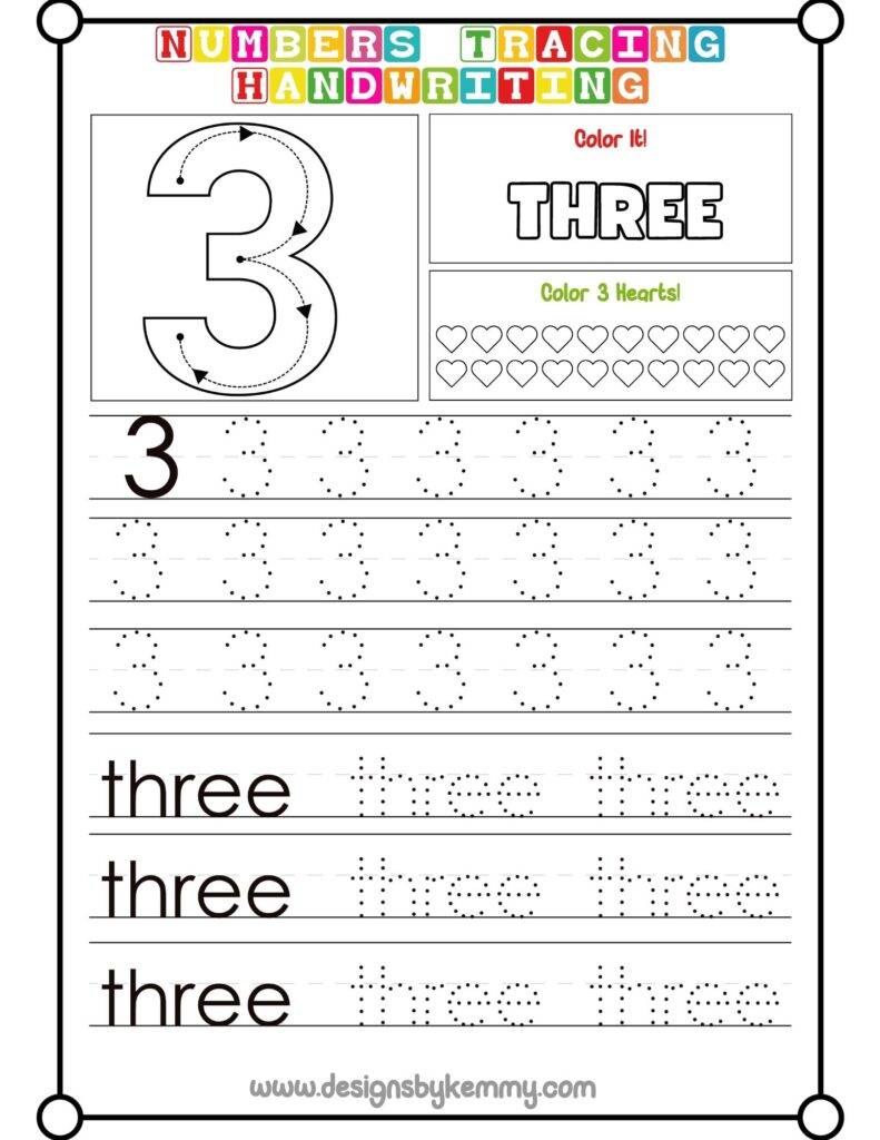 Number Tracing Handwriting 3