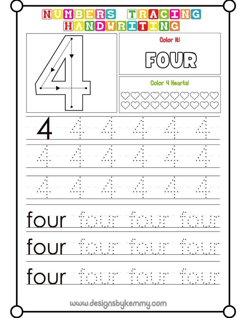 Number Tracing Handwriting 4