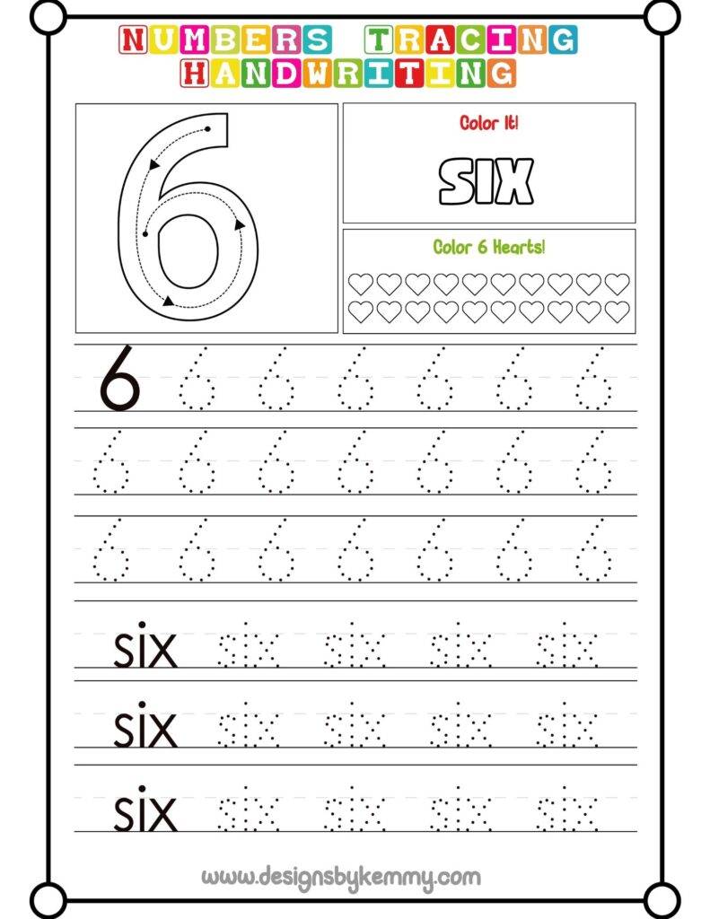 Number Tracing Handwriting 6