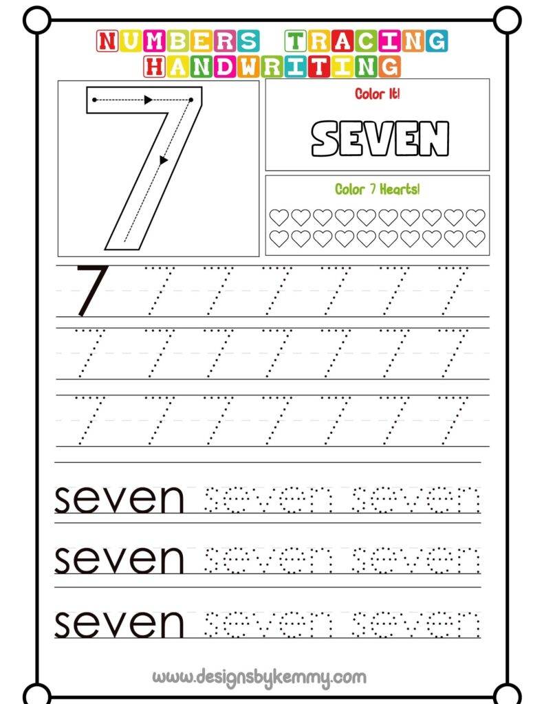 Number Tracing Handwriting 7
