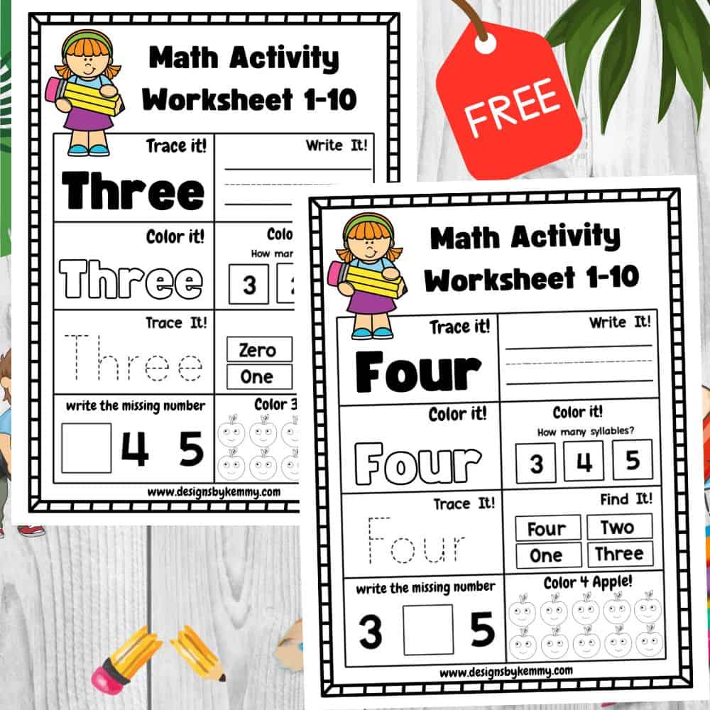 Numbers Activity Practice 1-10 Worksheet