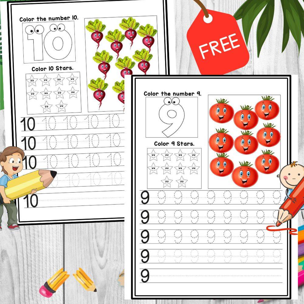 PDF 1-10 Vegetable Number Tracing Worksheet