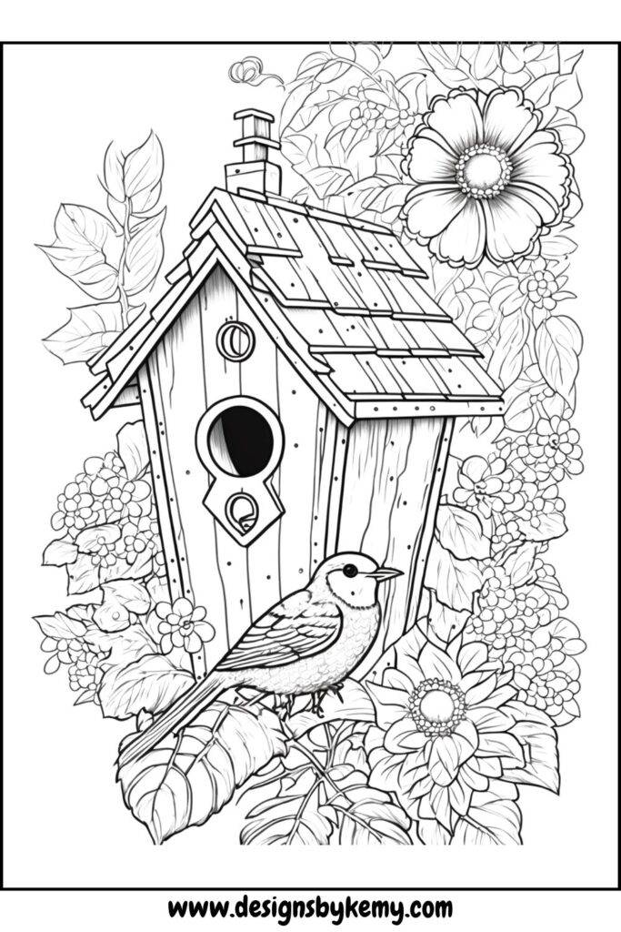Birdhouse Coloring Pages For Adults