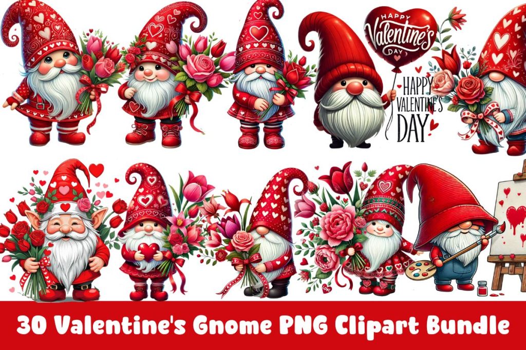 30 Valentine's Day Gnome PNG Clipart