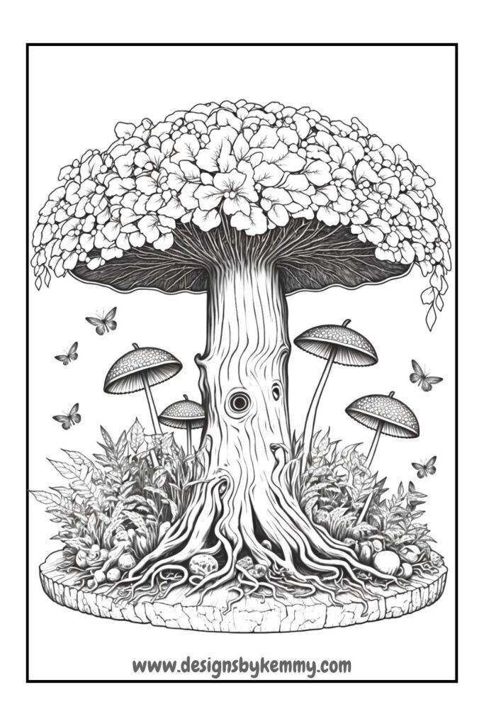 Mushroom Adult Coloring Pages