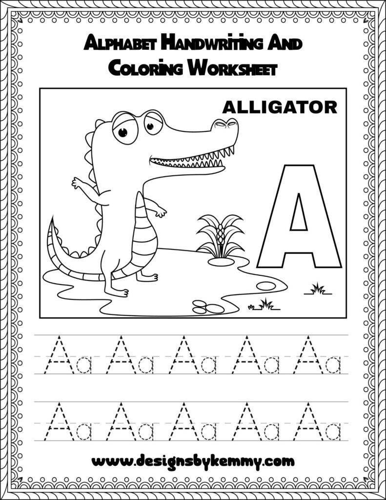 Alphabet Handwriting & Coloring Worksheet