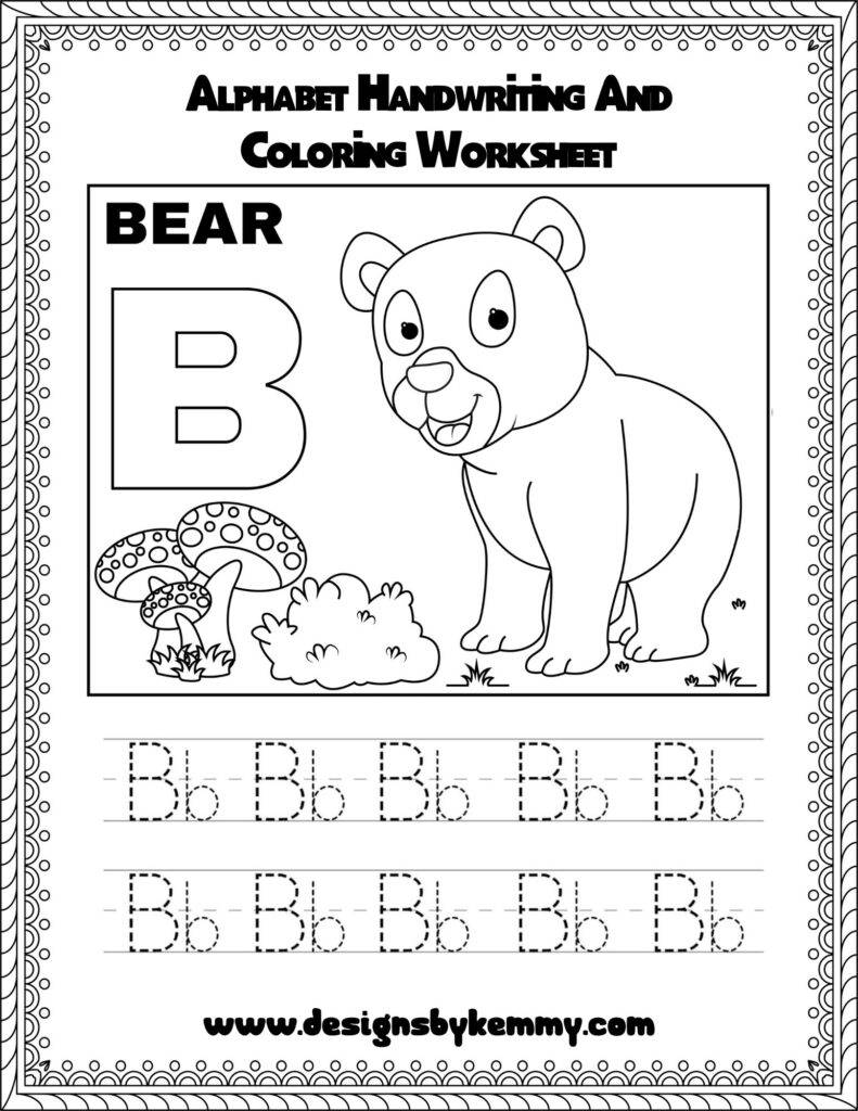 Alphabet Handwriting & Coloring Worksheet