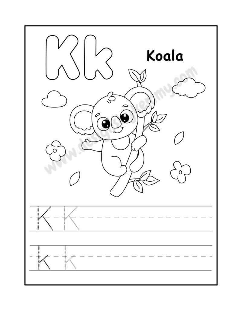 Animal Alphabet Coloring Worksheet For Kids K