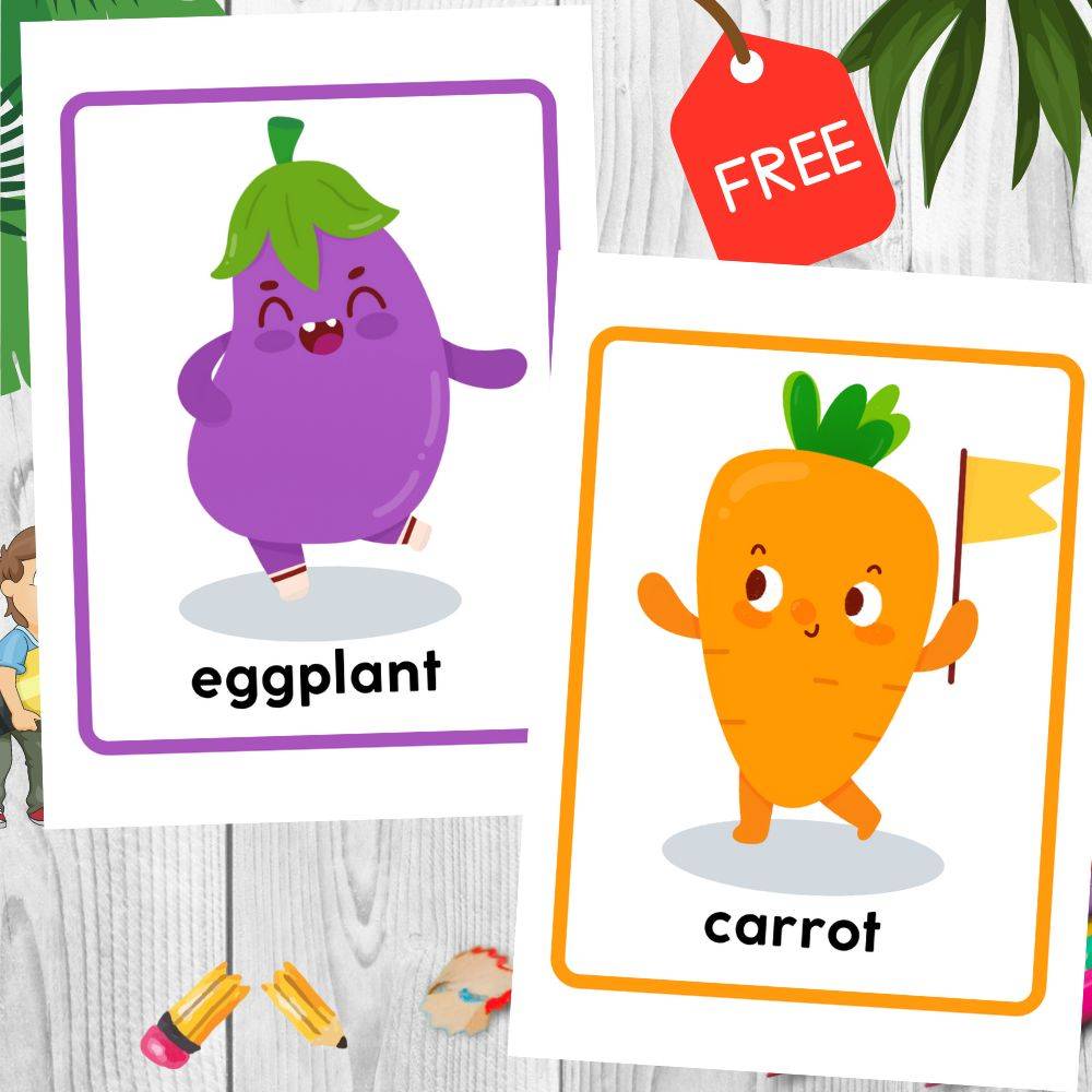 Cute Vegetable Flashcards For Toddlers