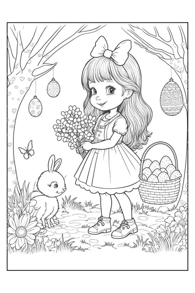 Easter Girl Coloring Pages For Adults