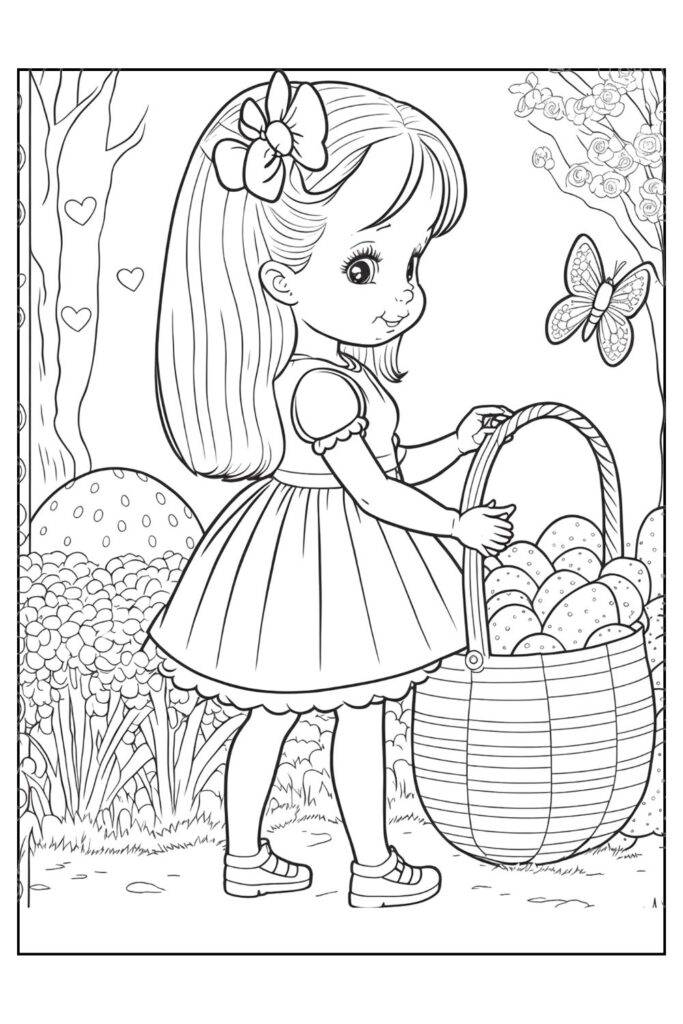 Easter Girl Coloring Pages For Adult