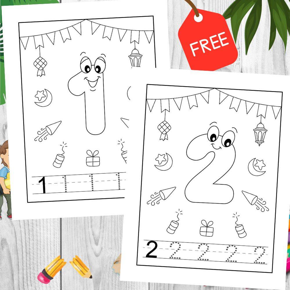 Eid Numbers Coloring Worksheet
