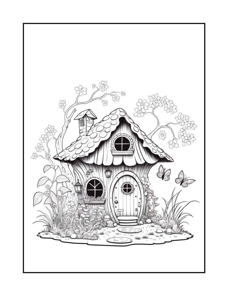 Fairy House Adults Coloring Pages