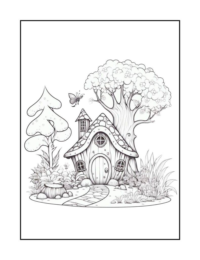 Fairy House Adults Coloring Pages