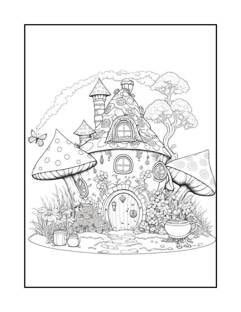 Fairy House Adults Coloring Pages