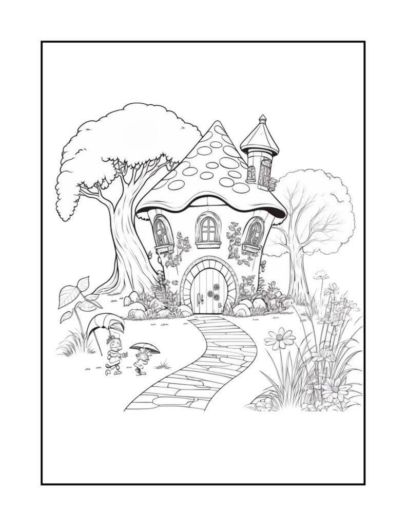 Fairy House Adults Coloring Pages