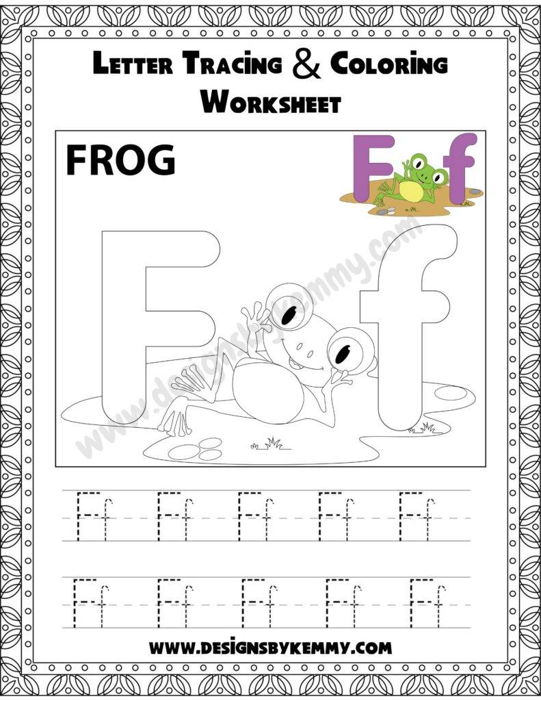 Letter Handwriting & Coloring Worksheet F