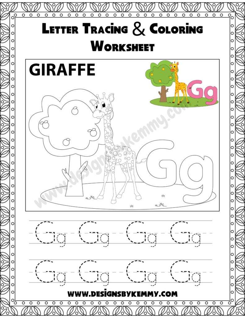 Letter Handwriting & Coloring Worksheet G