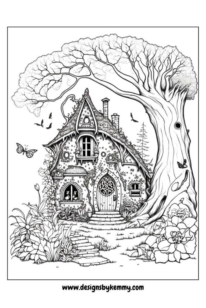 Fantasy Fairy Homes Coloring Pages