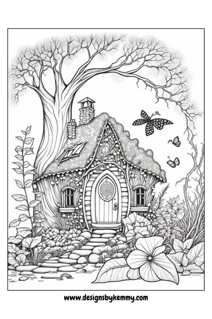 Fantasy Fairy Homes Coloring Pages