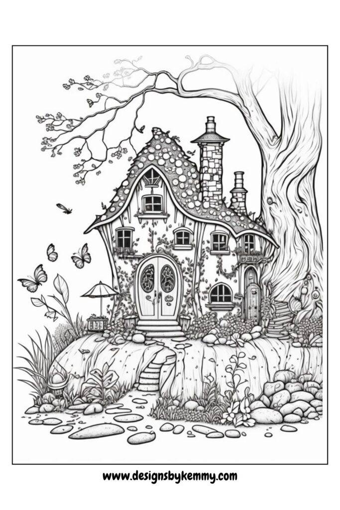 Fantasy Fairy Homes Coloring Pages