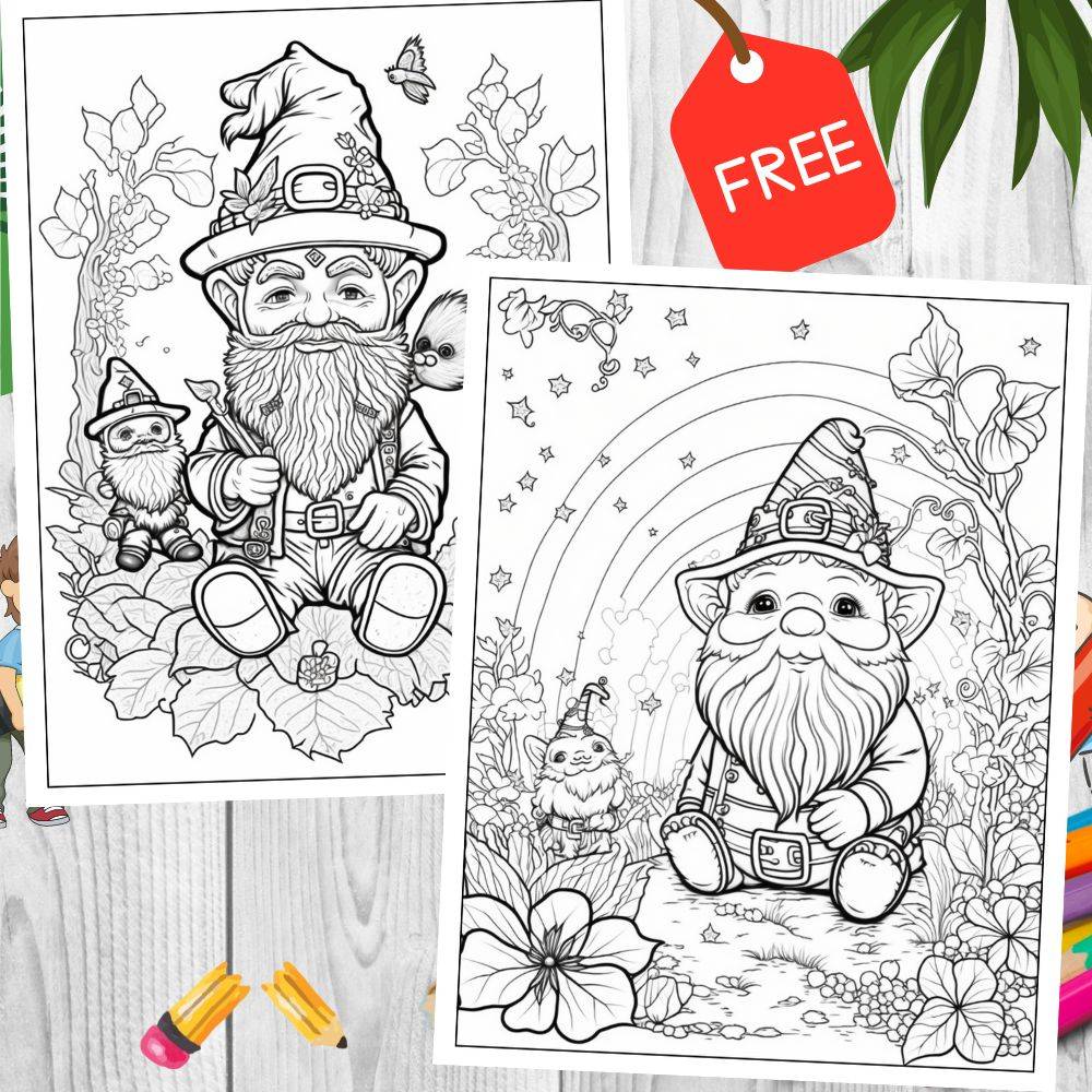 St. Patrick's Day Fantasy gnomes coloring page