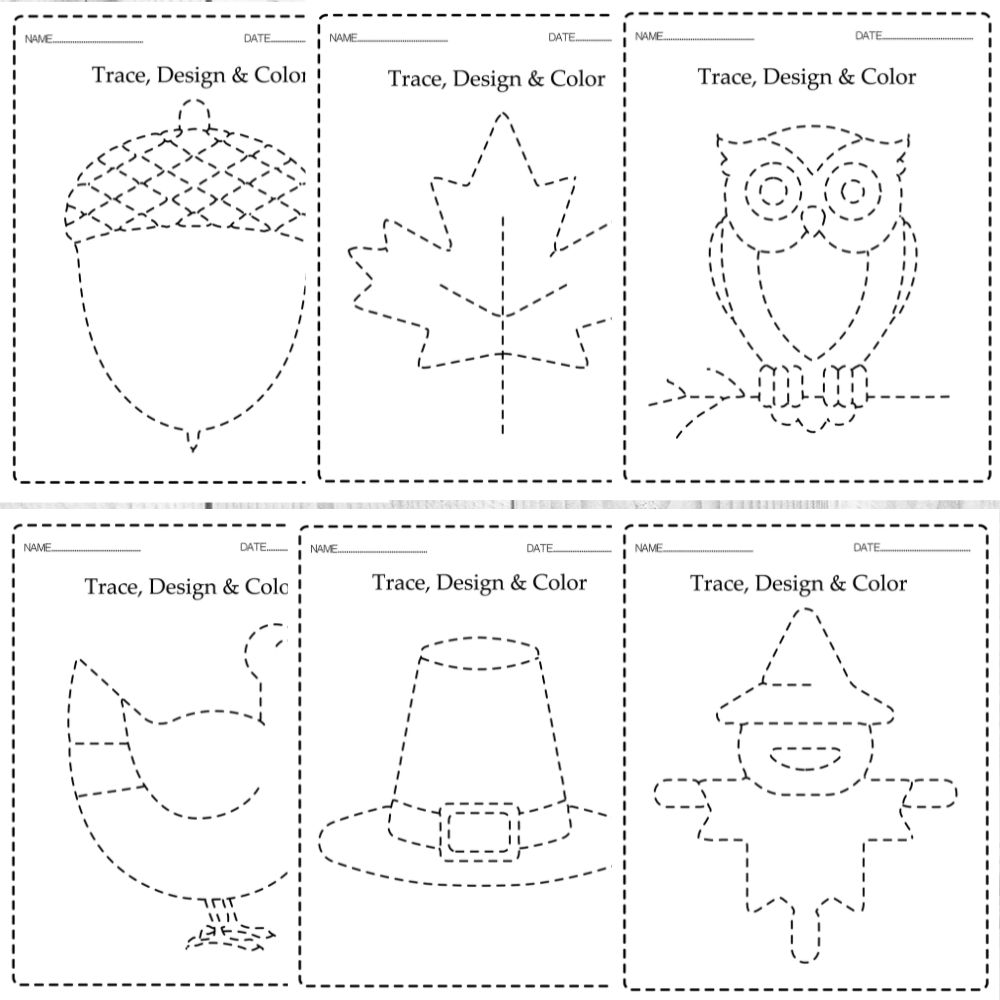 Autumn Thanksgiving Tracing Worksheet