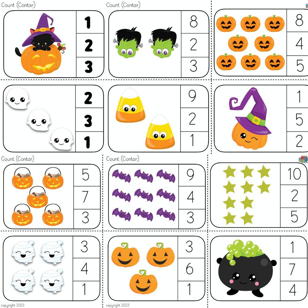 Halloween Counting Clip Cards