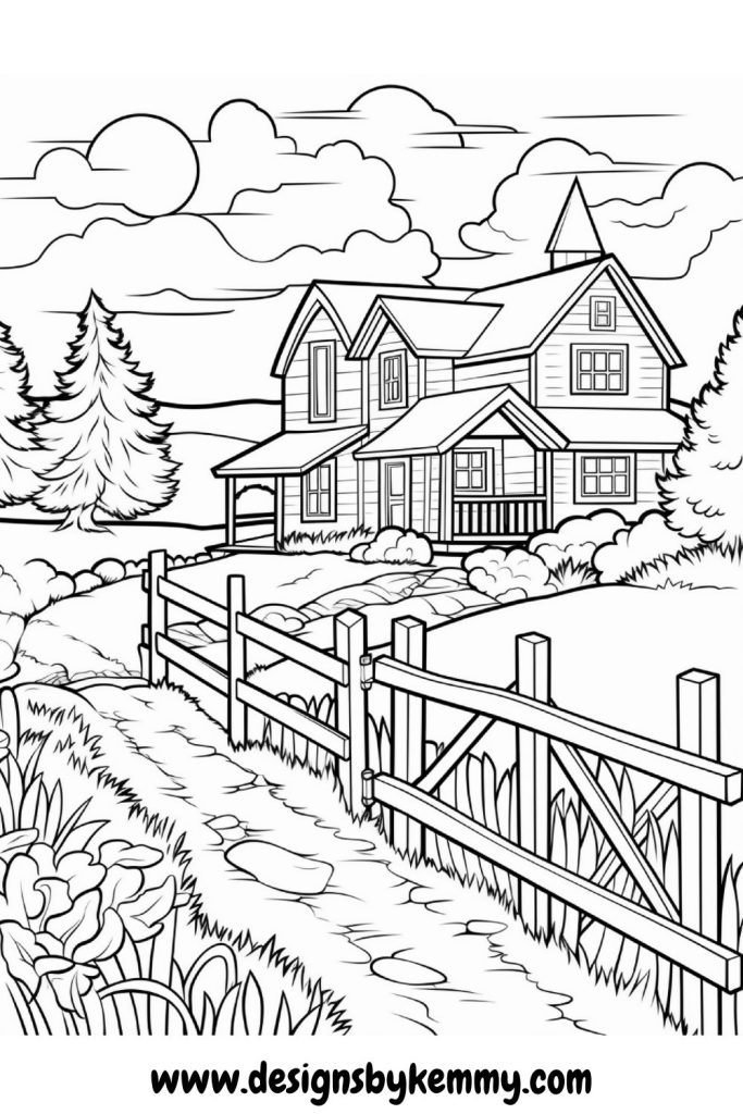 Country Scenes Coloring Pages