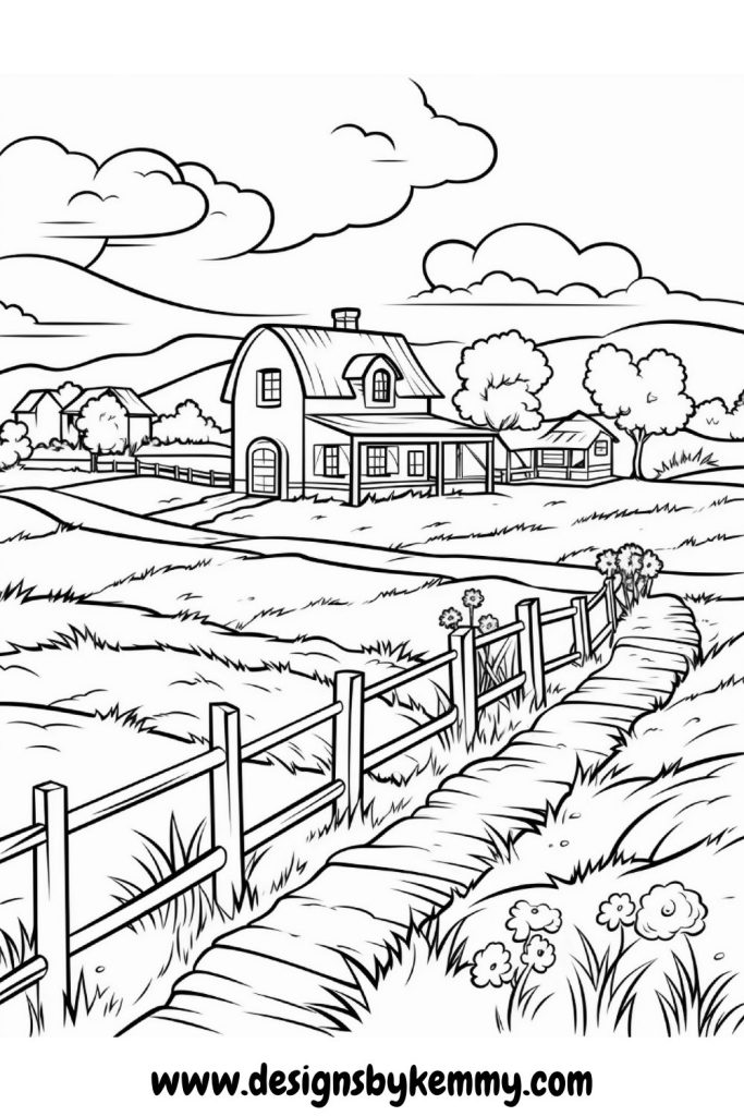 Country Scenes Coloring Pages
