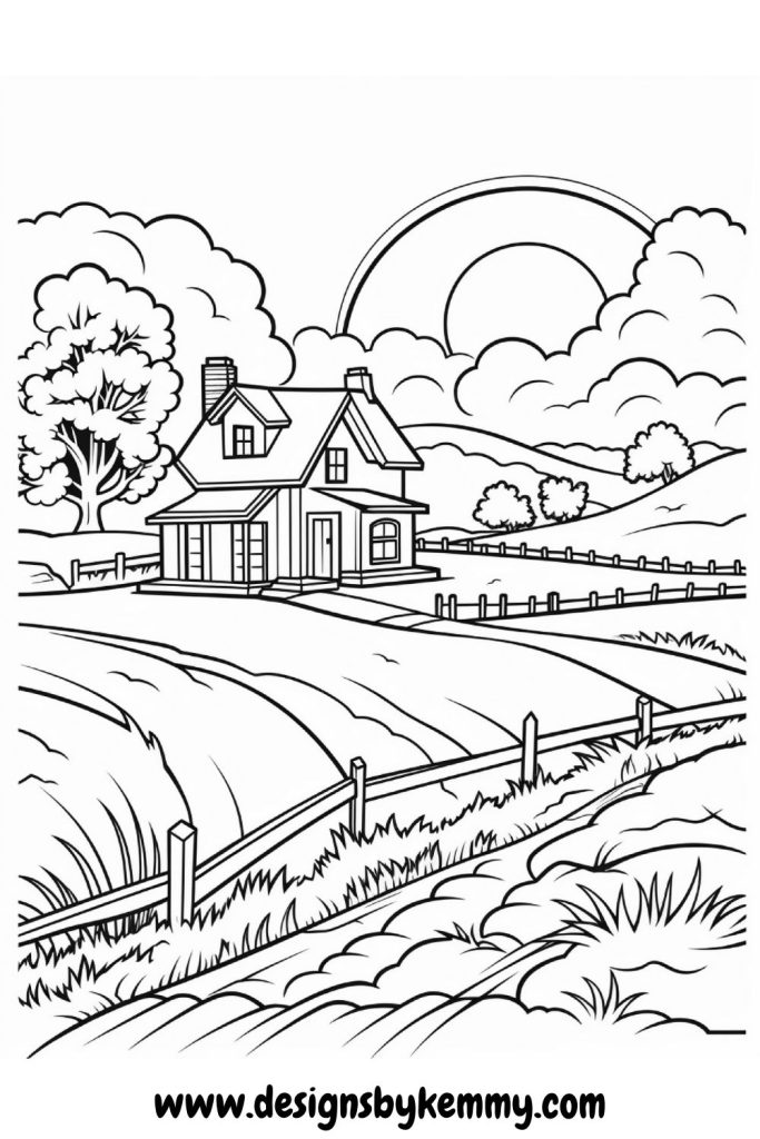 Country Scenes Coloring Pages