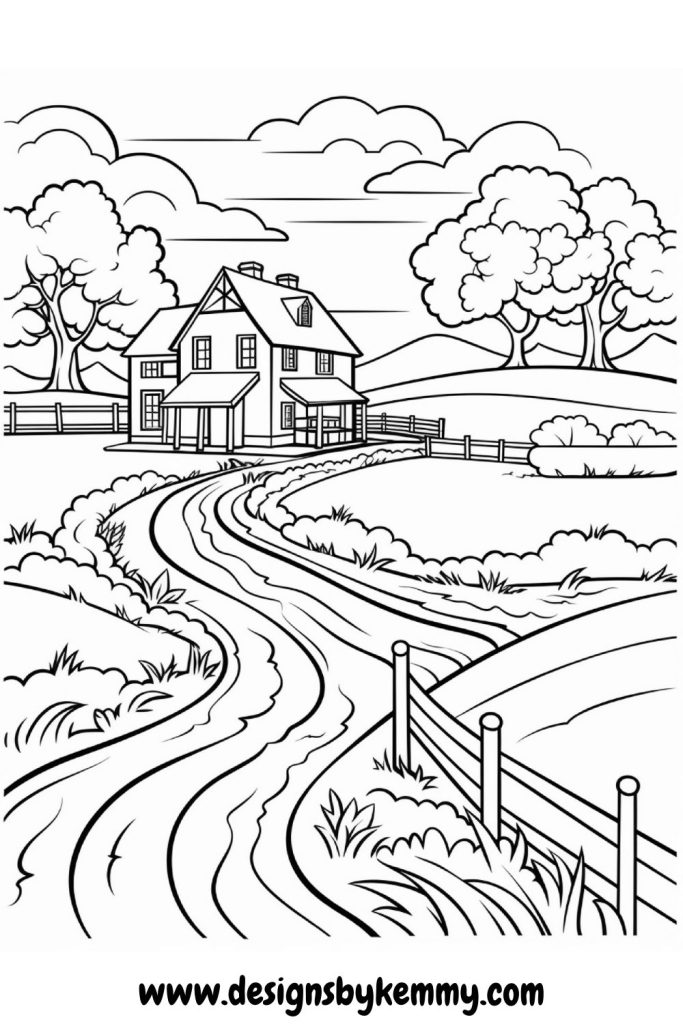Country Scenes Coloring Pages