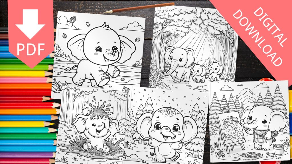 Cute Elephant Coloring Pages
