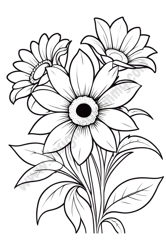 Simple Wildflower Coloring Pages Printable