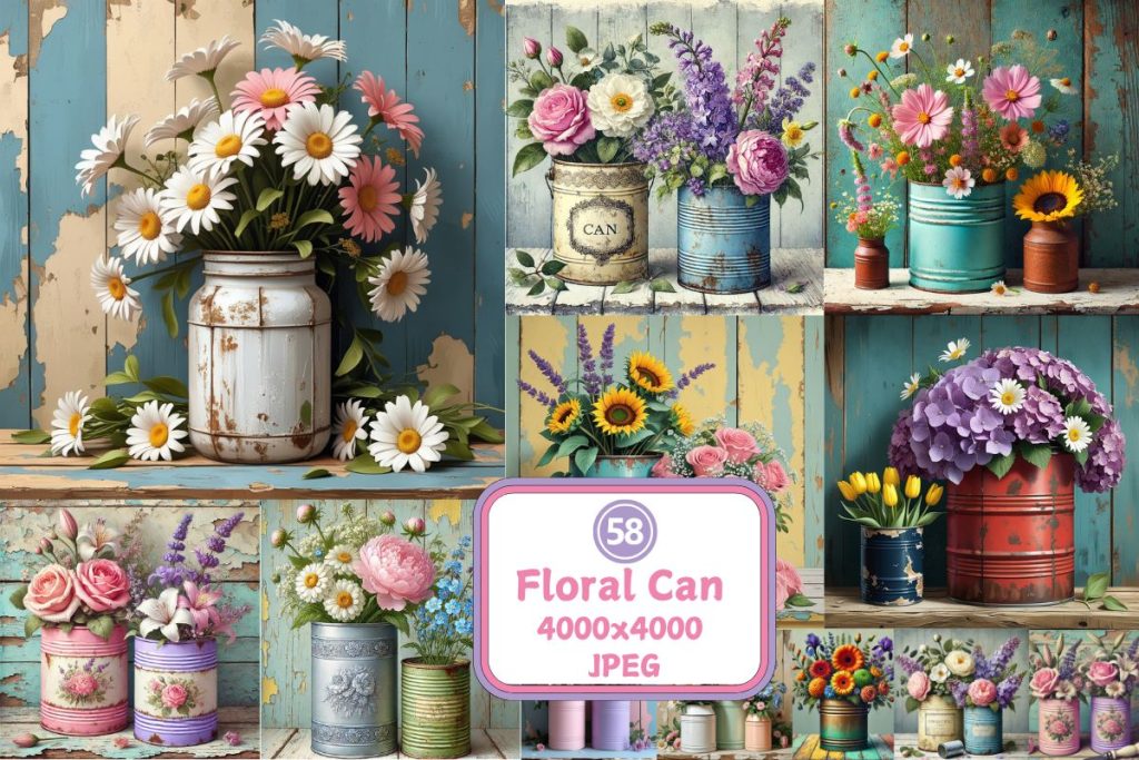 Floral Can PNG Clipart