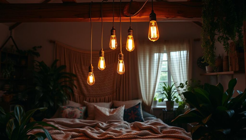 Edison Bulbs for Bohemian Bedroom Lighting