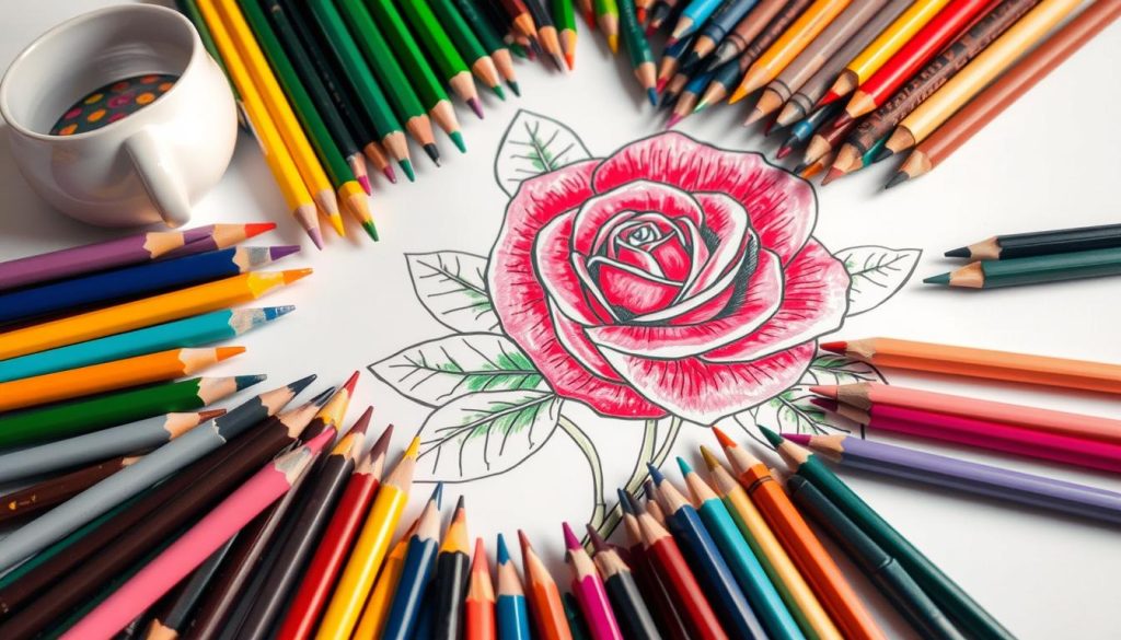 Rose Coloring Supplies