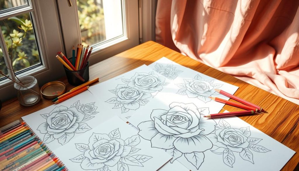 Rose Flower Coloring Pages Learning