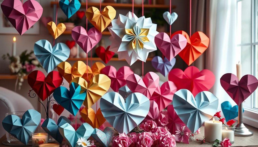 Valentine's Day origami heart decorations