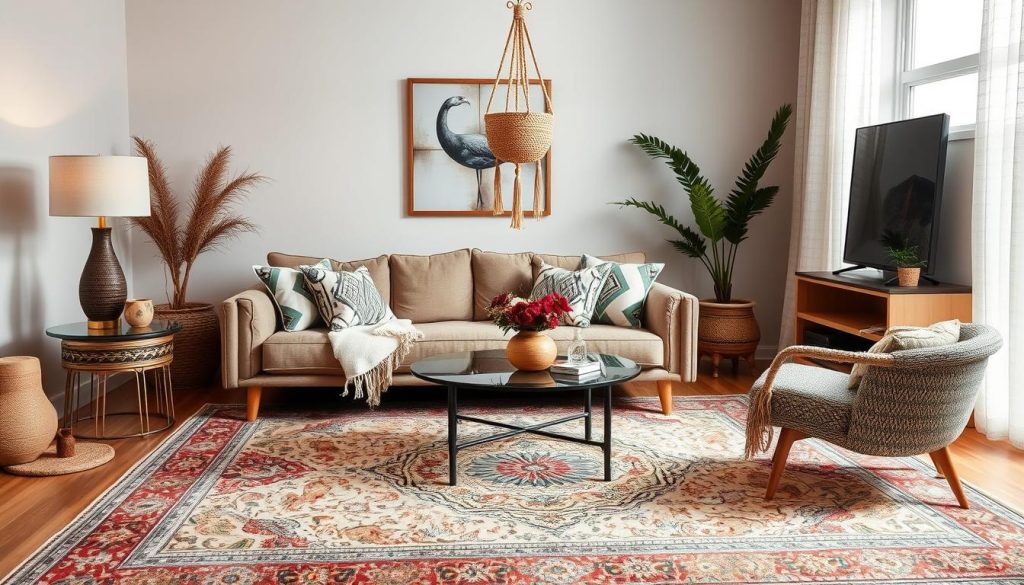 Boho Chic Rugs in Modern Living Room